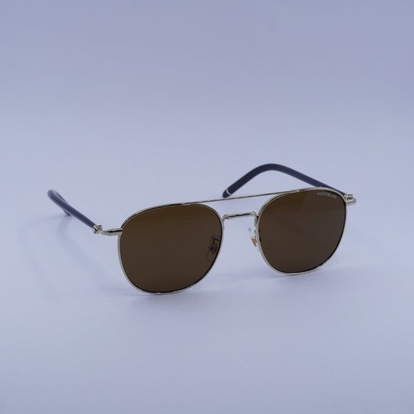 Montblanc MB0271S 009 Sunglasses Gold Square Frame, Brown Lenses - Picture 1 of 10